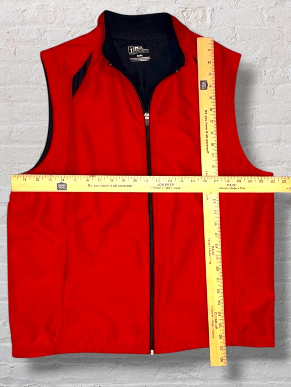 PGA Tour Mens Vest Medium Red Black Full Zip Golf Performance Fleece-Lined - Picture 8 of 8
